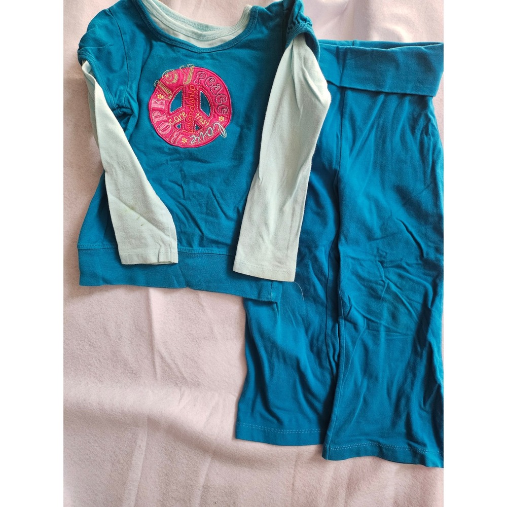Garanimals Girls 4T Blue Peace Sign Top and Pants Set NP4